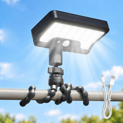 Solar Outdoor Motion Fence Lights with Flexible Octopus Tripod Black 92 ...