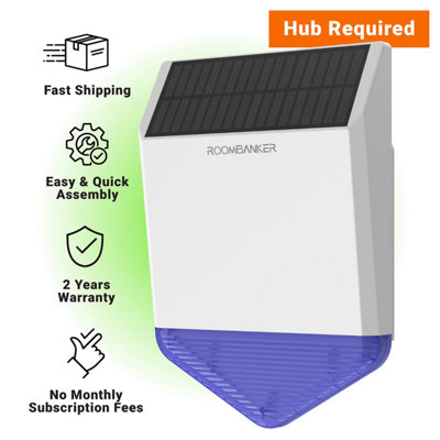 Solar Outdoor Siren - Loud, IP65, Long-Range, Hub Required