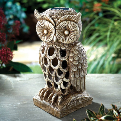 Solar Owl Bug Zapper - Garden Ornament with UV Light - Made from
