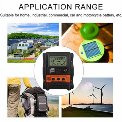 Solar Panel 30A Battery Charge Controller 12V/24V LCD Regulator Dual ...