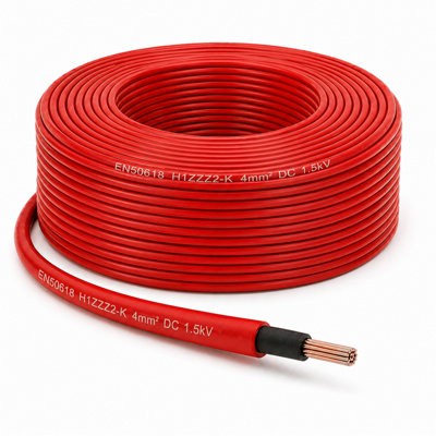 Solar Panel Red 4mm PV Cable DC Rated Insulated Wire (50 Meters Drum)