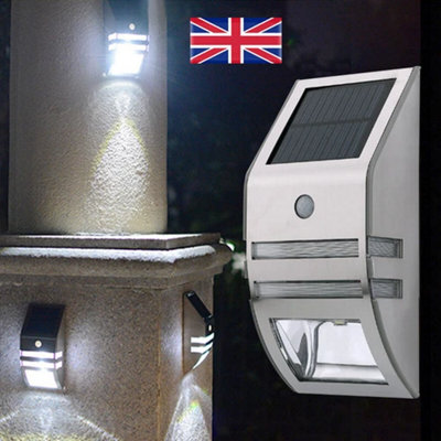Solar PIR Motion Sensor Wall Light Dual LED Outdoor Garden Security ...