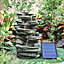 Solar Power Garden Water Fountain Outdoor LED Lighted Waterfall Fountain Rockery Decor