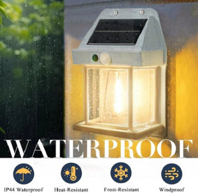 Solar Power Wall Light Lantern Motion Sensor Outdoor Garden Lamp