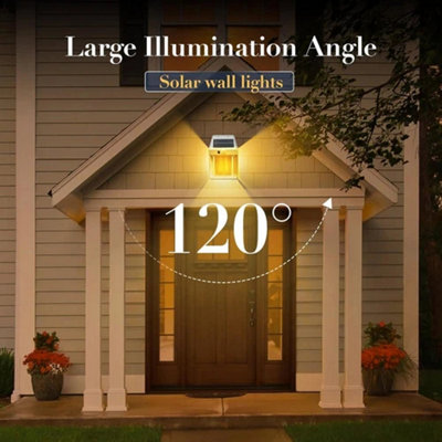Solar Power Wall Light Lantern Motion Sensor Outdoor Garden Lamp