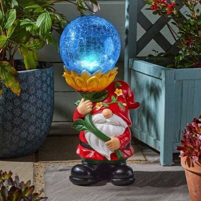 Solar Power Woodland Wizard Garden Ornament Colour Changing Light Outdoor 45cm