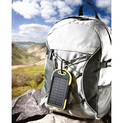 Solar Powered 5000mAh Power Bank - Portable Charger with LED Light, 2 USB Ports & 1 Micro USB Port for Electrical Devices