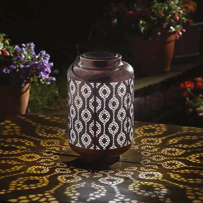 Solar Powered Adana Lantern - Outdoor Garden Mediterranean Style Decorative Silhouette LED Light - Measures H26 x 16cm Diameter