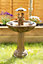 Solar Powered Boy & Girl Umbrella Water Fountain Rustic Traditional Water Feature