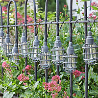 Solar Powered Cage String Lights - Outdoor Garden Fairy Lights with 10 LED Lanterns - Each Light H10 x 6cm Diameter & 20 Lumens