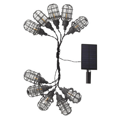 Solar Powered Cage String Lights - Outdoor Garden Fairy Lights with 10 LED Lanterns - Each Light H10 x 6cm Diameter & 20 Lumens