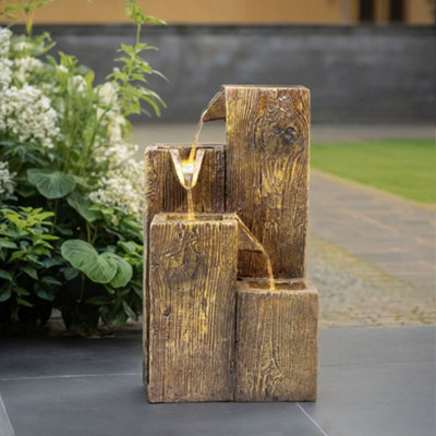 Solar Powered Cascading Water Feature Garden Layered LED Fountain Outdoor Ornament Statue Fountain 48 cm H
