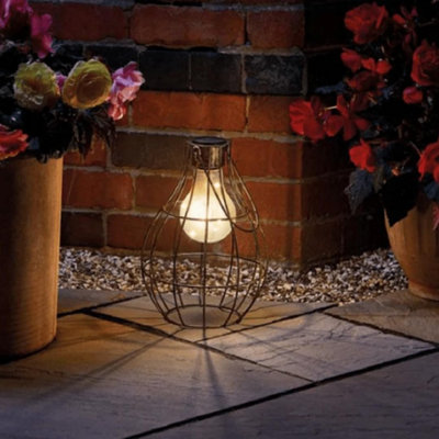 Solar Powered Copper Hanging Firefly Lantern with LED Lights
