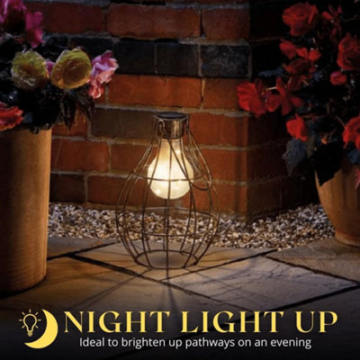 Solar Powered Copper Hanging Firefly Lantern with LED Lights - 4