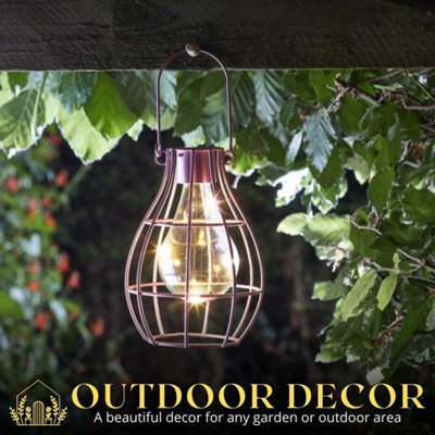 Solar Powered Copper Hanging Firefly Lantern with LED Lights - 5