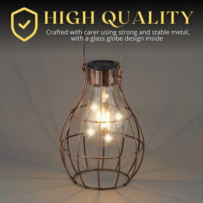 Solar Powered Copper Hanging Firefly Lantern with LED Lights - 6