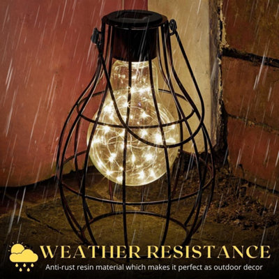 Solar Powered Copper Hanging Firefly Lantern with LED Lights - 7