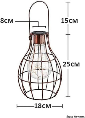 Solar Powered Copper Hanging Firefly Lantern with LED Lights - 8