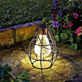 Solar Powered Copper Hanging Firefly Lantern with LED Light
