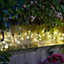 Solar Powered Firefly Orb String Lights - 15 Lumen Outdoor Garden Fairy Lighting with 10 Warm White LED Glass Bulb Lanterns