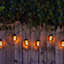 Solar Powered Flame Effect LED Lantern String Lights - Outdoor Garden Trellis, Parasol, Patio, Decking, Fence, Wall Decoration