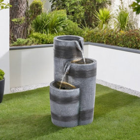 Solar Powered Garden Water Fountain Rockery Decor with Warm Light 48cm H
