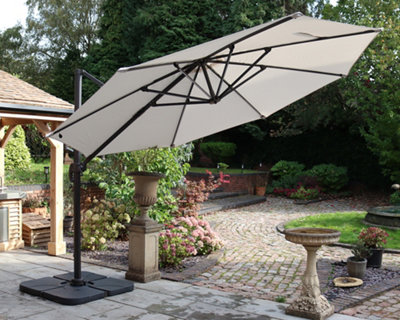 Solar Powered LED Cantilever Parasol - Aluminium/Polyester - L350 x ...