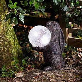 Solar Powered LED 'Hare Magic' Statue Garden Ornament