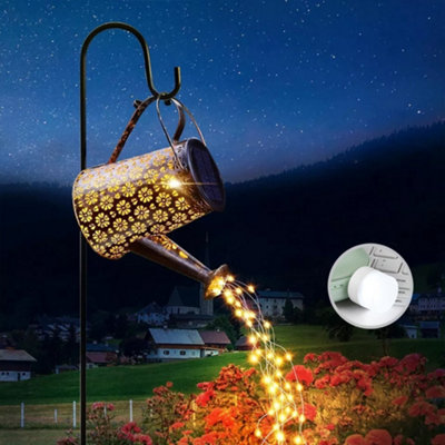 Solar Powered LED Watering Can Garden Light with Stake - Decorative ...