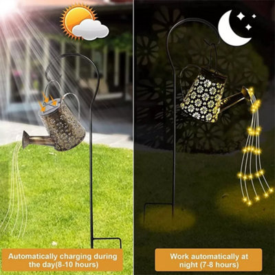 Solar Powered LED Watering Can Garden Light with Stake - Decorative ...