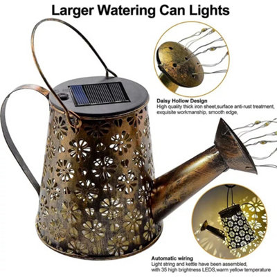 Solar Powered LED Watering Can Garden Light with Stake - Decorative ...