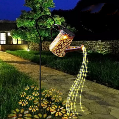 Solar Powered LED Watering Can Garden Light with Stake - Decorative ...