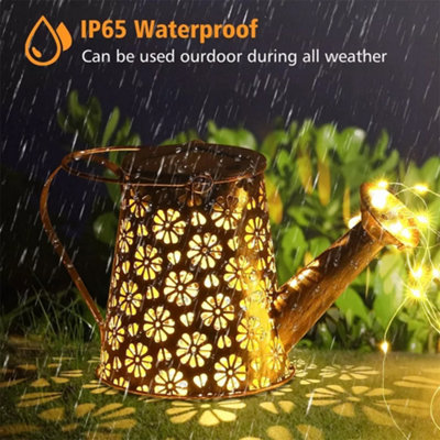 Solar Powered LED Watering Can Garden Light with Stake - Decorative ...