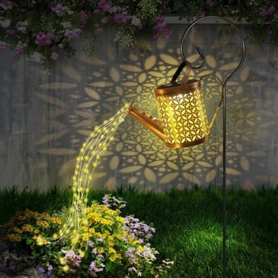 Solar Powered LED Watering Can String Light Garden Decor