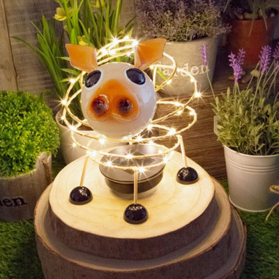 Solar Powered Light-Up Pig Garden Feature
