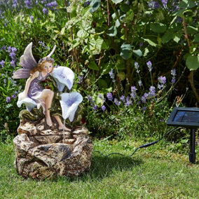 Solar Powered Liliana Cascade Fountain - Fairy Design Decorative Outdoor Garden Cascading Water Feature - H45 x W32 x D27cm