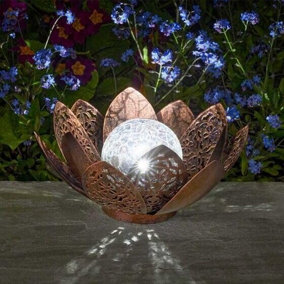 Solar Powered Lotus Flower Silhouette Garden Light