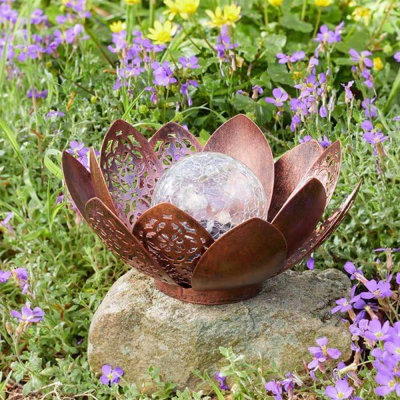 Solar Powered Lotus Flower Silhouette Garden Light
