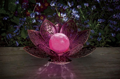 Solar Powered Lotus Flower Silhouette Garden Light - 3