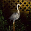 Solar Powered Metal Silhouette Heron - LED Light Up Outdoor Ornament for Garden Pond, Patio, Decking - H78.5 x W32 x D14cm