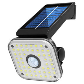 Solar Powered Outdoor Motion Sensor Light - 120 Lumen Wall or Fence Mounted Lighting with Adjustable Bracket & 3 Lighting Modes