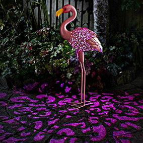 Solar Powered Pink Flamingo Garden Ornament Outdoor Silhouette Light Decor
