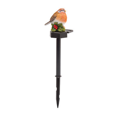 Solar Powered Robin Christmas Garden Stake Light Warm White LED, 38cm ...