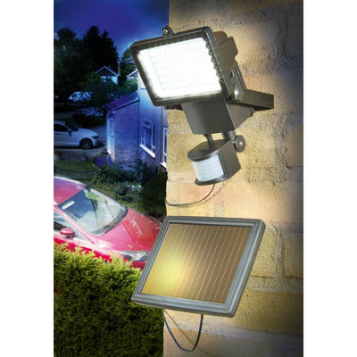 Solar Powered Security Floodlight - Outdoor Garden PIR Motion Sensor LED Wall Light - 1000 Lumen, Measures H13.5 x W23.5 x D12.5cm