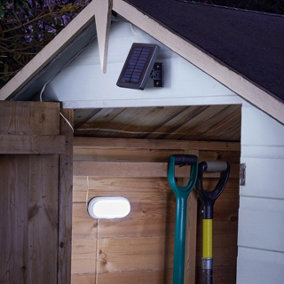 Solar Powered Shed Light - 50 Lumen Super-Bright White LED Lighting with Pull Cord Switch - Measures H7 x W16 x D4cm