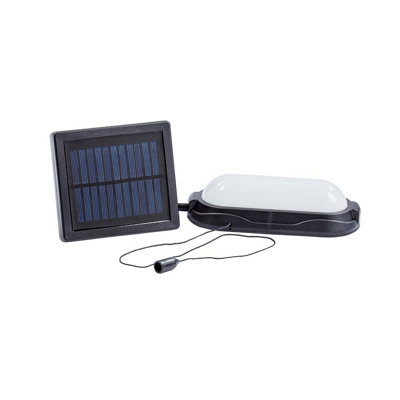 Solar Powered Shed Light - 50 Lumen Super-Bright White LED Lighting with Pull Cord Switch - Measures H7 x W16 x D4cm