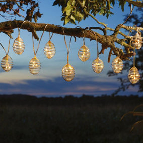 Solar Powered Spiral Lantern LED String Fairy Lights - Outdoor Garden Trellis, Parasol, Patio, Decking, Fence, Wall Decoration