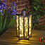 Solar Powered Star Shaped Firefly Lantern - Weatherproof Bronze-Effect Garden Decoration with LED String Lighting - H30 x 16cm