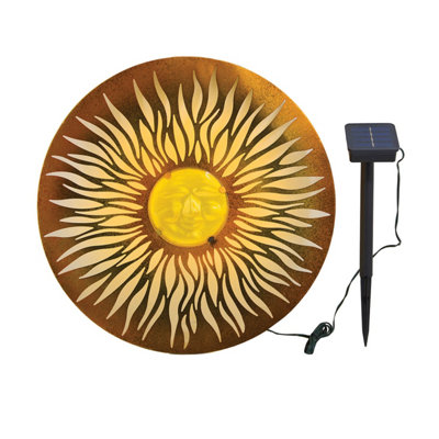 Solar-Powered Sun Wall Art with Glowing Cut-Out Rays, 41cm