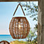 Solar Powered Tortoli Natural Rope Lantern - Weatherproof Freestanding or Hanging Outdoor Garden LED Lamp Light - H25.5 x 25cm